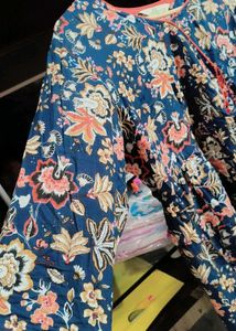 Blue Floral Print Kurta