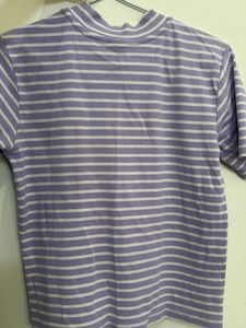 Lavender Striped Mock Neck Top