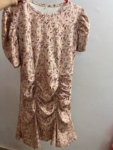 Floral Ruched Puff Sleeve Mini Dress