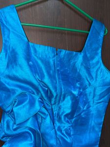 Blue &amp; Black Sleeveless stiched Dress