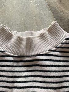 Striped Mock Neck Sweatshirt