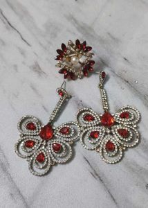 Red & Silver Jewelry Set