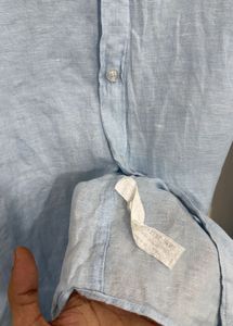 Zara Men's Light Blue Linen Shirt