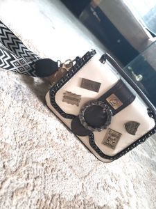 Chic White &amp; Brown Crossbody good quality  Bag