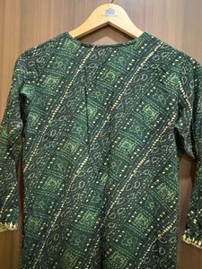 Green Bandhani Kurta