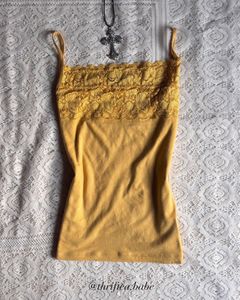 Yellow Lace Trim Cami Top