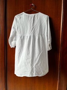 Bohemian White Lace cotton short kurti