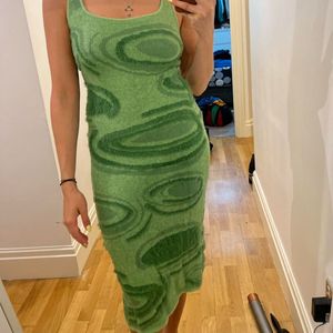 Pintresty fuzzy Green Patterned Maxi Dress