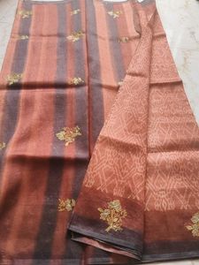 Beautiful Brown Saree with Gold Embroidery