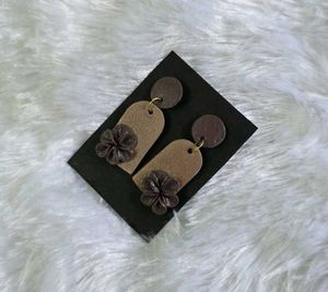 Handmade Floral Drop Earrings | Aesthetic Brown &amp;