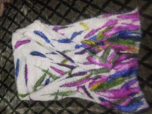 Colorful Feather Print Sweater