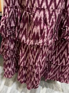 Maroon Ikat Print Tiered Dress