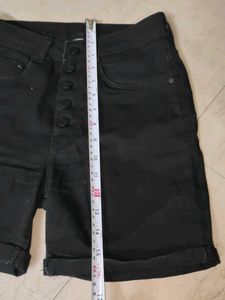 Black High-Waisted Denim Shorts