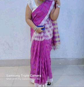 Purple Checkered Saree