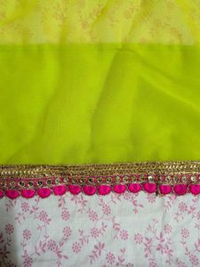 Saree With Readymade Pink Tie-Back Blouse