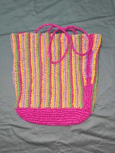 Colorful Woven Beach Tote Bag