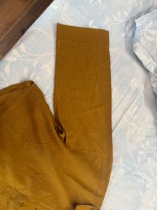 H&amp;m Mustard  Collared Long Sleeve Top