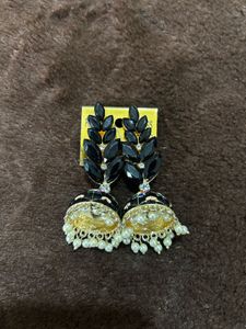 Elegant Black Jhumka Earrings