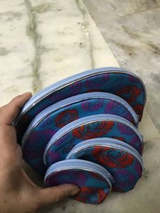 Set of 5 Rose Print Pouches
