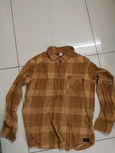 Decathlon Forclaz Brown Plaid Long Sleeve Shirt