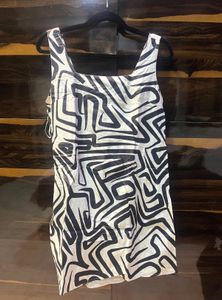 Stylish Black & White Print Mini Dress