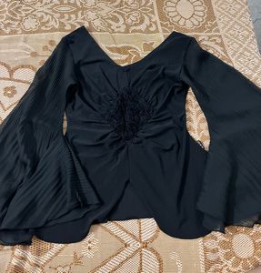 Elegant Black Flare Sleeve Top