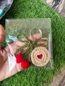 Handmade Crochet Cherry Keychain