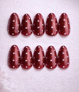 Sparkling Red Polka Dot Nails