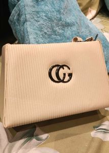 Chic Cream Textured Clutch Bag