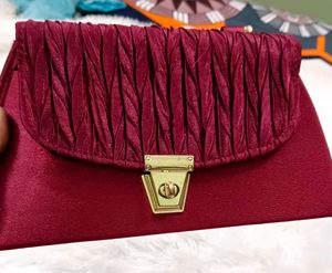 Elegant Ruched Maroon Clutch