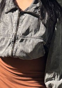 Washed Denim Cropped Jacket