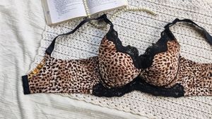 Leopard Print Lace Trim Bra