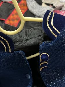 Navy Blue Textured Waistcoat