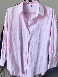 Pink Oversized Button-Up Shirt