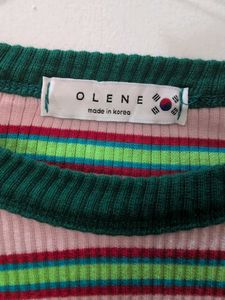 Pink Striped Long Sleeve Sweater