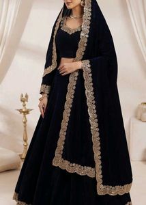 Elegant Black Velvet Lehenga Choli