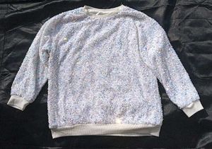 Party Wear White Sequence Sweater