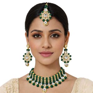 Elegant Green &amp; Gold Jewelry Set