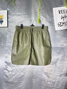 Olive Faux Leather Mini Skirt