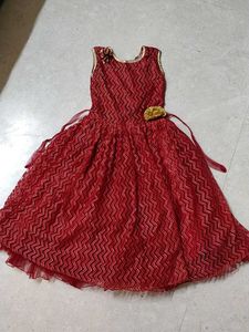Red & Gold Girls' Party Dress
