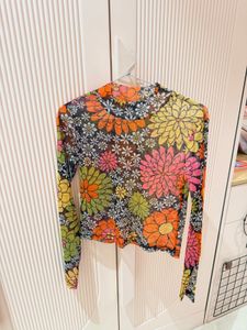 Sheer Floral Print Long Sleeve Top