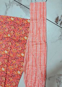 Peach Cotton Kurta Set 3XL