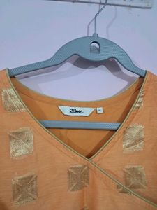 Peach Kurta with Gold Print