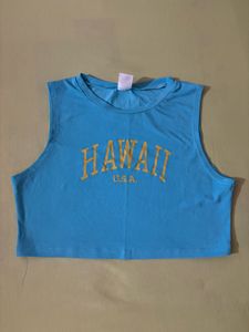 Bright Blue Sleeveless Cropped Top