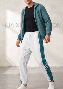 Stylish White & Teal Track Pants