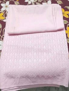 Pink Cotton Chikankari 2piece Dress Material