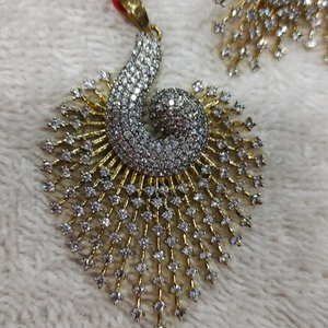 peacock feather pendant set
