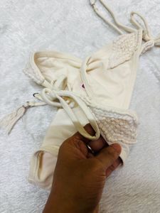 Cream Crochet Trim Bikini Bottoms