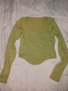 Lime Green Long Sleeve Corset Top