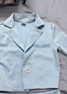 Light Blue Blazer &amp; Shorts Set